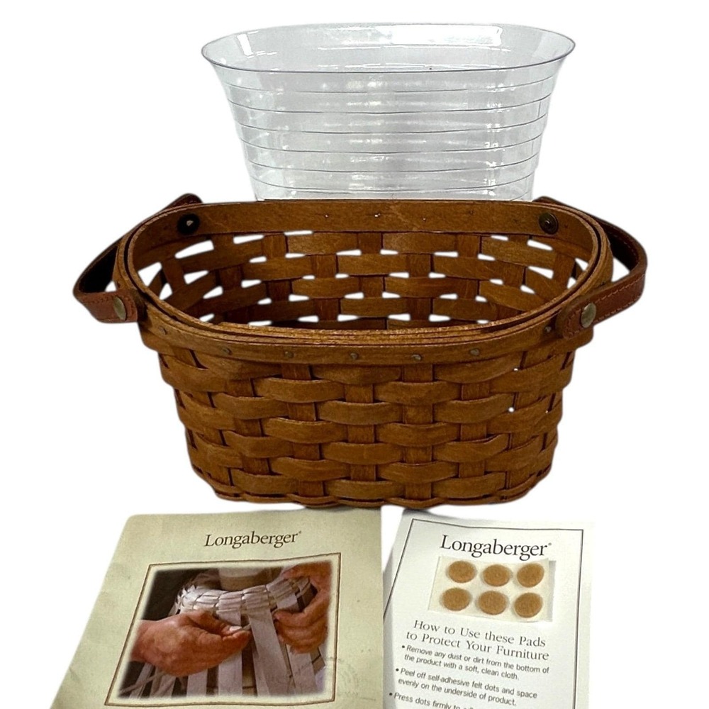 Longaberger JOURNAL Basket in Rich Brown with Protector Flyer Felt Pads 2006